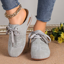 Load image into Gallery viewer, Lace-Up Round Toe Wedge Sandals
