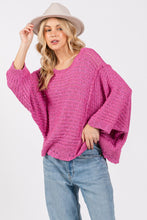 Load image into Gallery viewer, SAGE + FIG Distressed Asymmetrical Open Stitch Sweater
