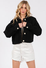 Load image into Gallery viewer, bytos Button Down Cropped Denim Jacket with Patch Pockets
