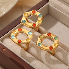 Load image into Gallery viewer, Titanium Steel Glass Bead Ring
