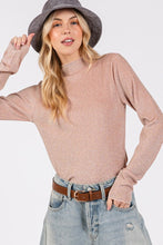 Load image into Gallery viewer, SAGE + FIG Glitter Mock Neck Lettuce Hem Long Sleeve Top
