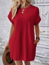 Load image into Gallery viewer, Pocketed Round Neck Short Sleeve Dress
