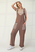 Load image into Gallery viewer, Celeste Full Size Ribbed Leopard Tied Shoulder Overalls
