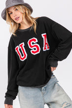 Load image into Gallery viewer, SAGE + FIG USA Letter Patch Round Neck Sweatshirt
