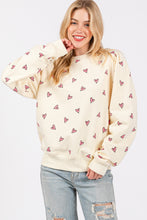 Load image into Gallery viewer, SAGE + FIG Heart Printed Contrast Long Sleeve Sweatshirt
