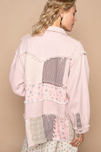 Load image into Gallery viewer, POL Raw Hem Patchwork Dropped Shoulder Jacket
