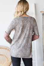 Load image into Gallery viewer, Heimish Full Size Leopard Exposed Seam Contrast T-Shirt
