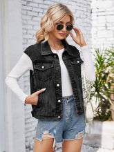 Load image into Gallery viewer, Button Up Cap Sleeve Denim Jacket
