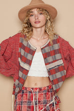 Load image into Gallery viewer, POL Round Neck Long Sleeve Plaid Shirt
