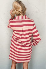 Load image into Gallery viewer, Double Take Full Size Striped Contrast Collared Neck Long Sleeve Dress
