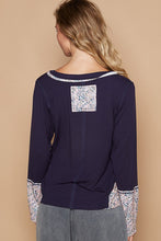 Load image into Gallery viewer, POL V-Neck Long Sleeve Floral Number Patch T-Shirt
