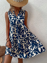 Load image into Gallery viewer, Printed Notched Sleeveless Mini Dress
