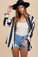 Load image into Gallery viewer, Annie Wear Striped Dropped Shoulder Button Up Shirt
