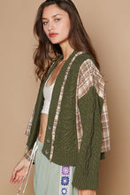 Load image into Gallery viewer, POL Cable-Knit Plaid V-Neck Button Up Cardigan
