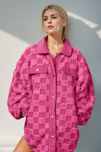 Load image into Gallery viewer, Double Take Button Up Fuzzy Checkered Shacket
