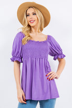 Load image into Gallery viewer, Celeste Full Size Ruffled Short Sleeve Smocked Blouse
