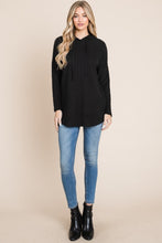 Load image into Gallery viewer, BOMBOM Contrast Drawstring Drop Shoulder Knit Hoodie
