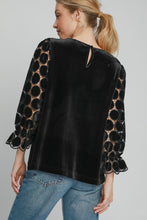 Load image into Gallery viewer, Umgee Polka Dot Lace Long Sleeve Round Neck Blouse
