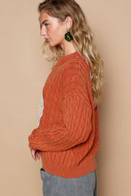 Load image into Gallery viewer, POL Cable-Knit Peace Patch Dropped Shoulder Sweater
