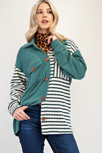 Load image into Gallery viewer, Celeste Full Size Striped Button Up Dropped Shoulder Shacket
