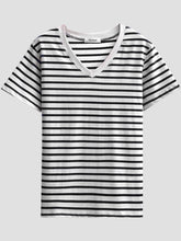 Load image into Gallery viewer, Plus Size Striped V-Neck Short Sleeve T-Shirt
