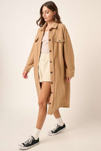 Load image into Gallery viewer, Mittoshop Button Up Drop Shoulder French Terry Longline Jacket
