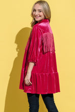 Load image into Gallery viewer, And The Why Fringe Detailed Velvet Shirt Dress
