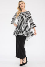 Load image into Gallery viewer, Celeste Full Size Houndstooth Flounce Sleeve High-Low Top
