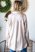 Load image into Gallery viewer, First Love Full Size Ditsy Dot Button Down Collared Satin Shirt
