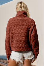 Load image into Gallery viewer, Double Take Half Zip Long Sleeve Quilted Sweatshirt with Pocket
