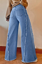 Load image into Gallery viewer, Raw Hem Wide Leg Jeans with Pockets
