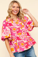 Load image into Gallery viewer, Haptics Full Size Frill Floral Puff Sleeve Blouse
