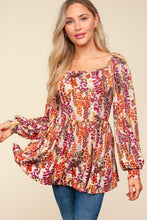 Load image into Gallery viewer, Haptics Full Size Peplum Floral Square Neck Blouse
