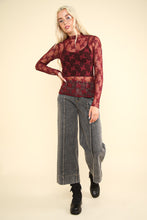 Load image into Gallery viewer, VERY J Mock Neck Fitted Sheer Mesh Lace Blouse
