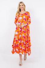 Load image into Gallery viewer, Celeste Full Size Pick-Up Hem Asymmetric Floral Midi Dress
