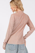 Load image into Gallery viewer, SAGE + FIG Glitter Mock Neck Lettuce Hem Long Sleeve Top
