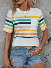 Load image into Gallery viewer, Striped Round Neck Short Sleeve T-Shirt
