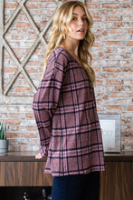 Load image into Gallery viewer, Heimish Full Size Plaid V-Neck Long Sleeve Top
