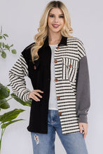 Load image into Gallery viewer, Celeste Full Size Striped Button Up Dropped Shoulder Shacket
