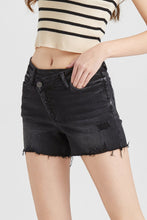 Load image into Gallery viewer, BAYEAS Stepped Waist Raw Hem Denim Shorts
