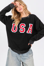 Load image into Gallery viewer, SAGE + FIG USA Letter Patch Round Neck Sweatshirt
