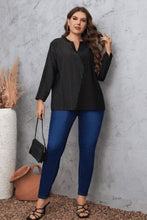 Load image into Gallery viewer, Plus Size Striped Notched Neck Top
