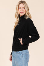 Load image into Gallery viewer, BOMBOM Quarter Zip Long Sleeve Sweatshirt with Pockets
