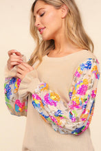 Load image into Gallery viewer, Haptics Floral Sequins Mesh Flounce Sleeve Sweater
