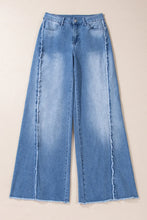 Load image into Gallery viewer, Raw Hem Wide Leg Jeans with Pockets
