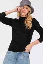 Load image into Gallery viewer, SAGE + FIG Glitter Mock Neck Lettuce Hem Long Sleeve Top
