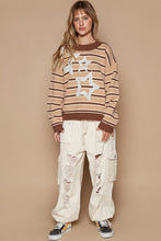 Load image into Gallery viewer, POL Star Patch Stripe Round Neck Sweater
