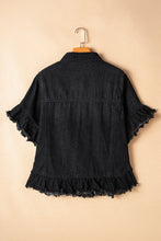 Load image into Gallery viewer, Raw Hem Button Up Denim Top
