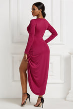 Load image into Gallery viewer, High-low Ruched Surplice Long Sleeve Dress
