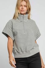 Load image into Gallery viewer, Umgee Striped Half Zip Short Sleeve Sweatshirt
